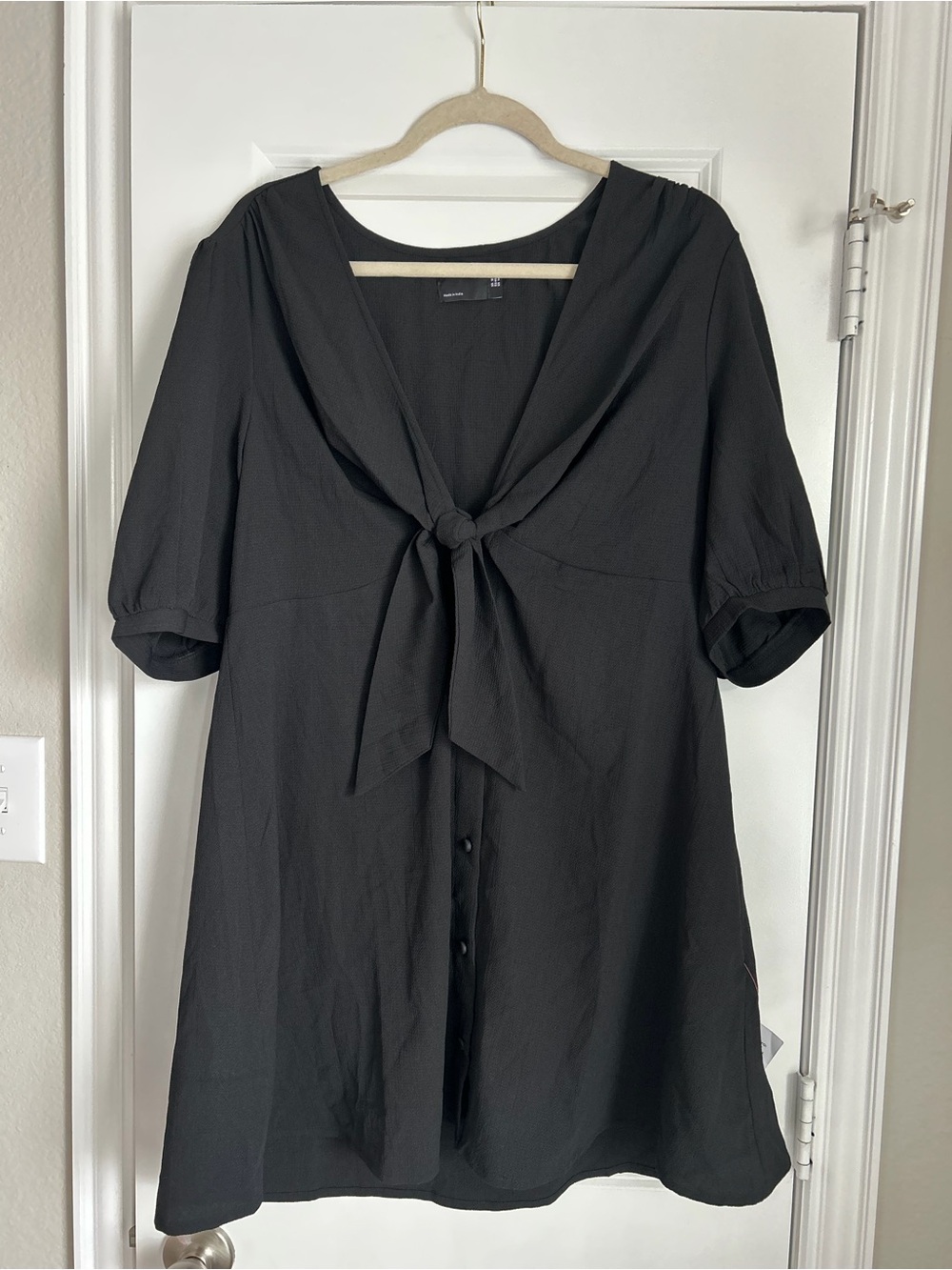 ASOS Black Tie-Front Mini Dress
